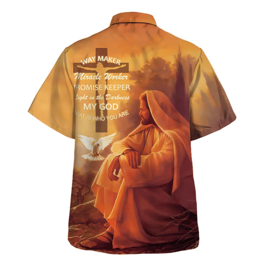 UniJames Way Marker Miracle Worker Promise Keeper Light In The Darkness My God Hawaiian Shirt - Christian Hawaiian Shirt - Best Hawaiian Shirts