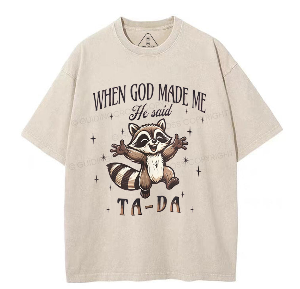 When God Made Me Christian Washed T-Shirt Sale - GuidingCross