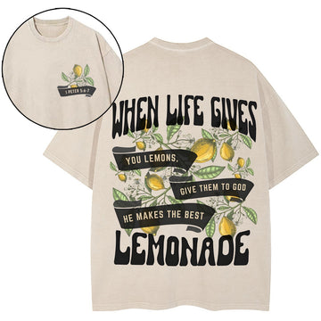 When Life Gives You Lemons Chirstian Washed T-Shirt Sale - GuidingCross