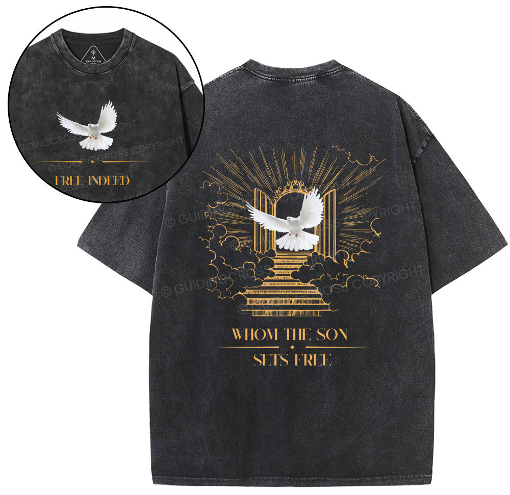 Whom The Sun Sets Free Christian Washed TShirt  