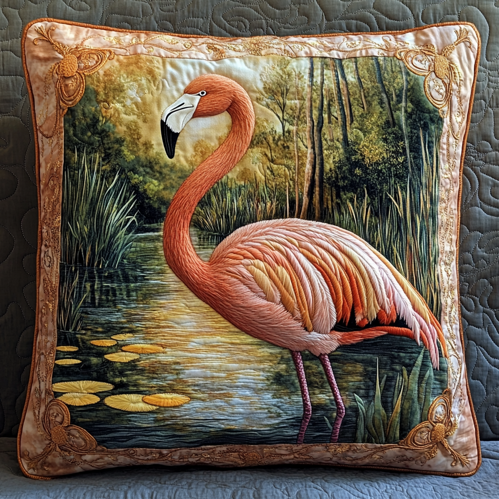 Wild Flamingo Quilted Pillow Case NCU0DV6082