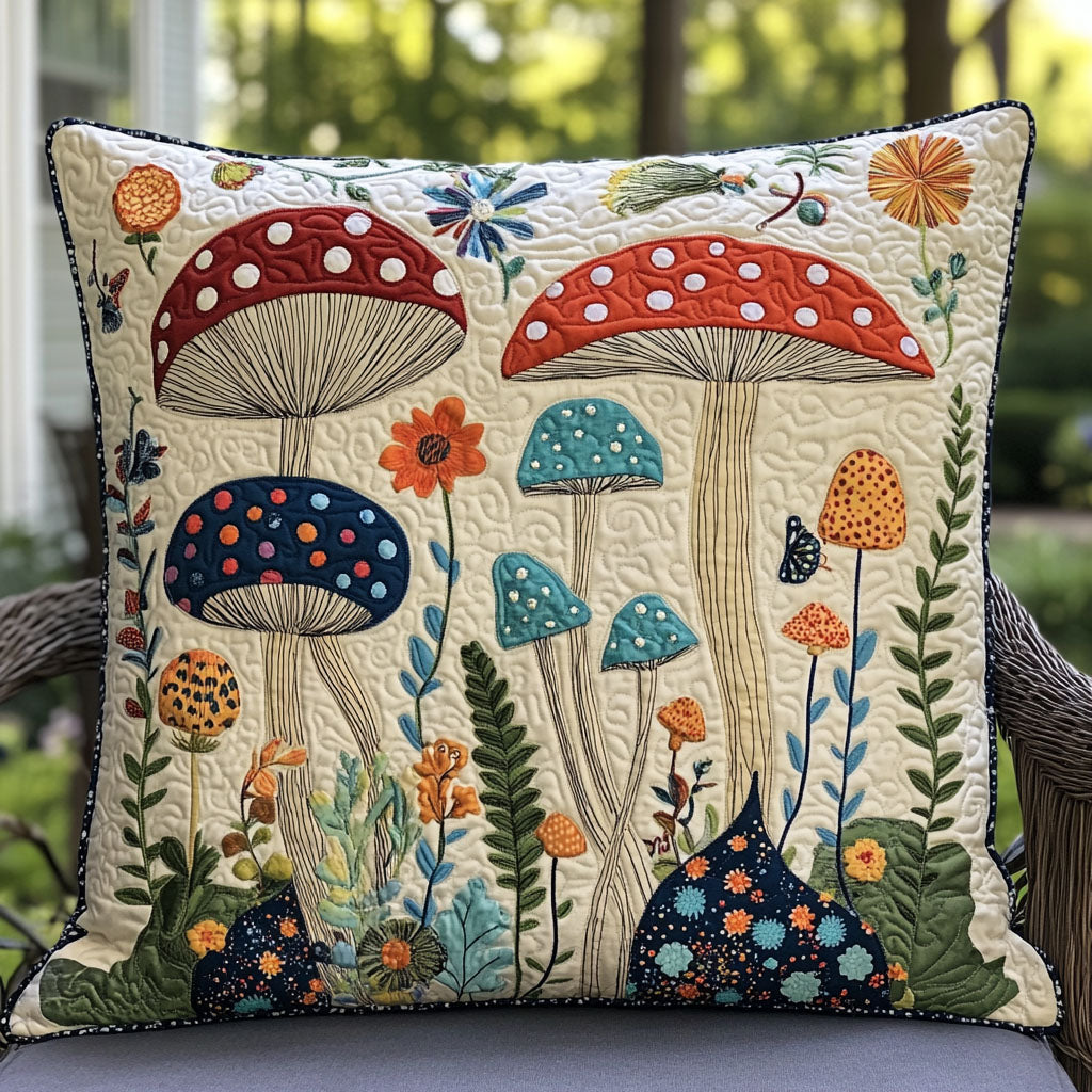 Wild Mushrooms Quilted Pillow Case NCU0PT7186