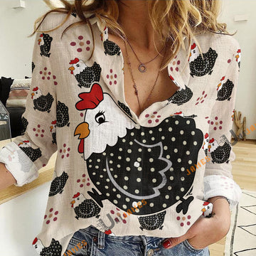 Unique Chicken Dot Pattern Casual Shirt