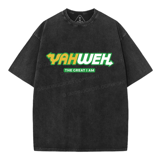 YAHWEH The Great I Am Christian Washed T-Shirt Sale - GuidingCross