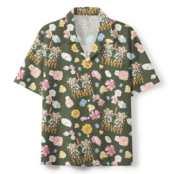 UniJames Flower Army Green Christian Hawaiian Shirt