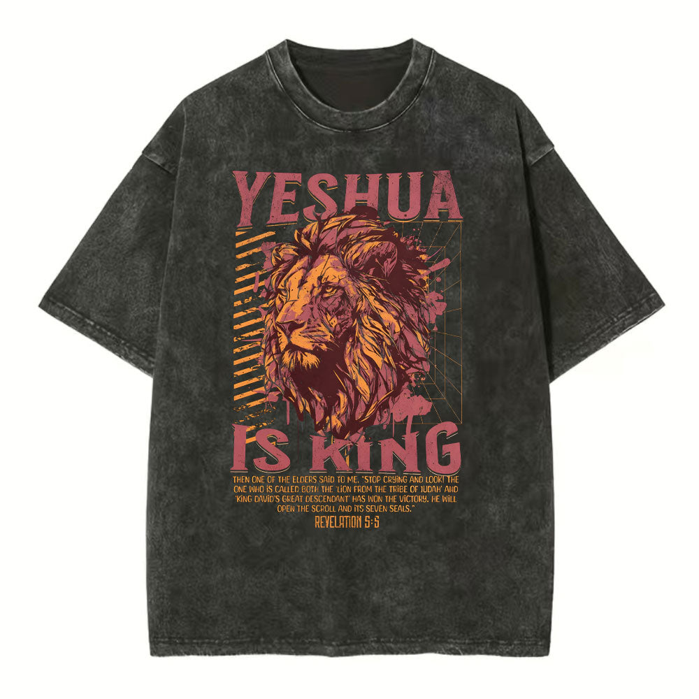 Yeshua Is King Christian Washed TShirt  