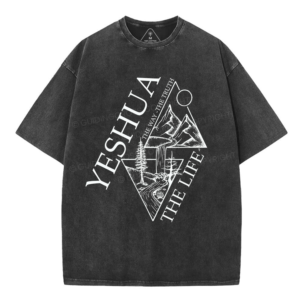 Yeshua The Way The Truth The Life Christian Washed TShirt  