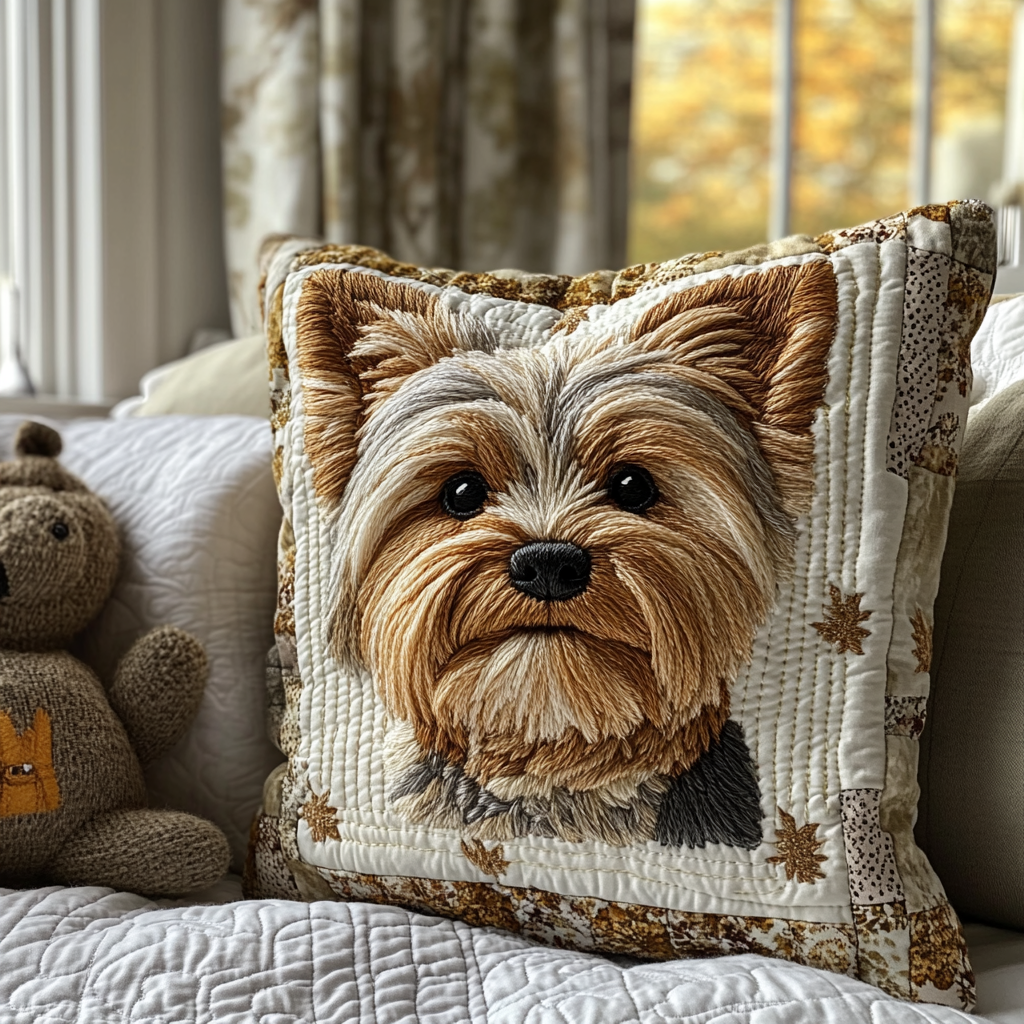 Yorkshire Terrier Quilted Pillow Case NCU0VT173