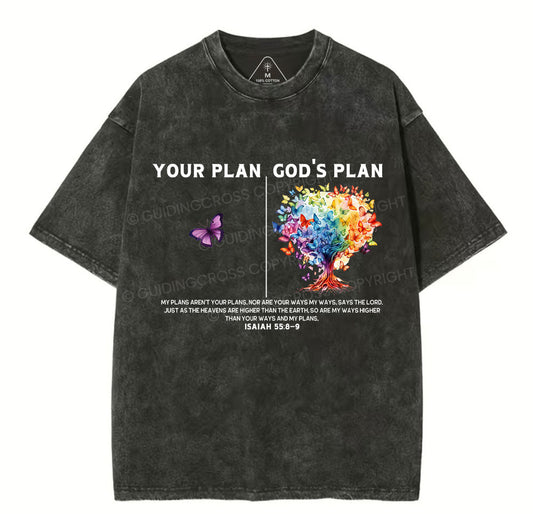 Your Plan God's Plan Butterfly Christian Washed TShirt  