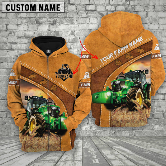Uni Personalized Name Farm Tractor Hoodie For Kids