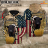 Uni Belted Galloway On Farms Custom Name American Flag 3D Shirt