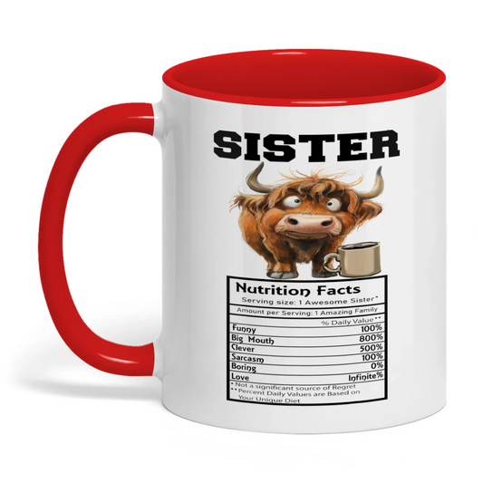 Uni Sister Nutrition Facts Serving Size I Awesome Cow Two Tone Mug