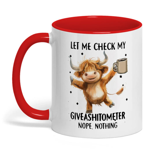 Uni Let Me Check My Giveashitomter Nope Nothing Cow Two Tone Mug