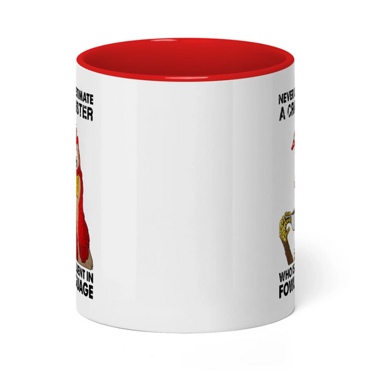 Uni Never Underestimate A Crazy Sister Chicken Two Tone Mug