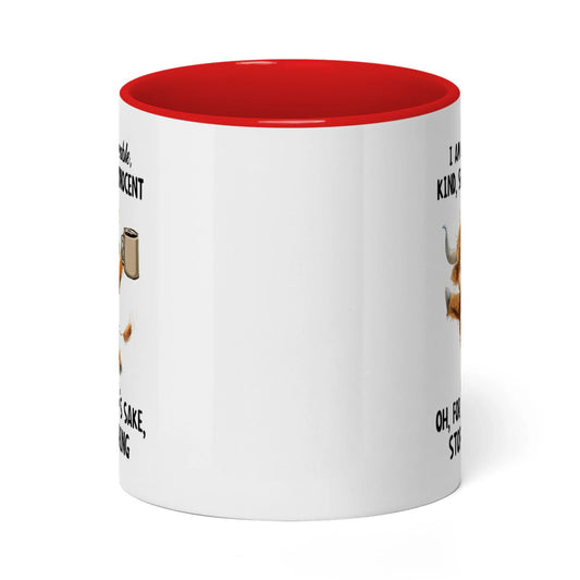 Uni I Am Sweet Lovable Kind Shy Innocent Oh For Heaven's Sake Cow Two Tone Mug