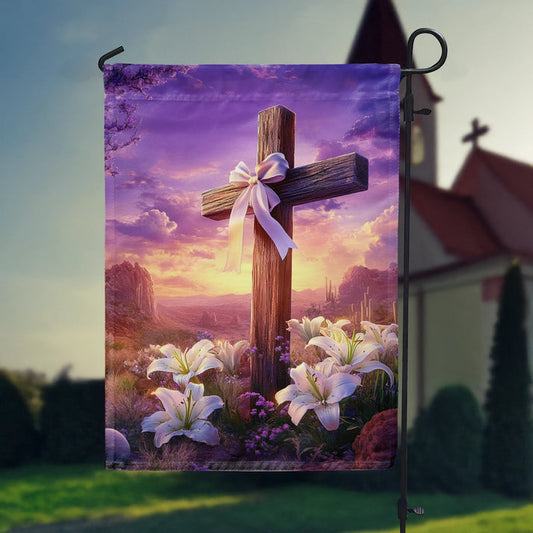 Uni Garden Flag 12" x 18" Peaceful Sunrise Cross