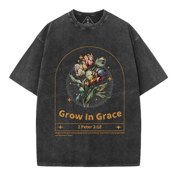 Grow In Grace Christian Washed T-Shirt Sale - GuidingCross
