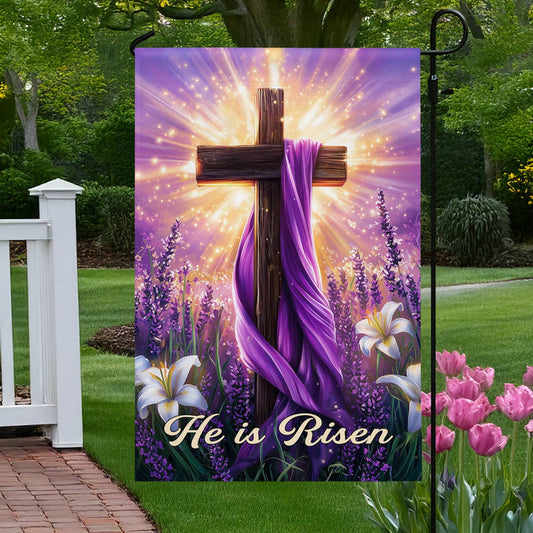 Uni Garden Flag 12" x 18" - He Is Risen Easter Cross Garden Flag