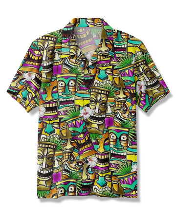 UNIJAMES FUNNY TIKI BEACH HAWAIIAN SHIRT
