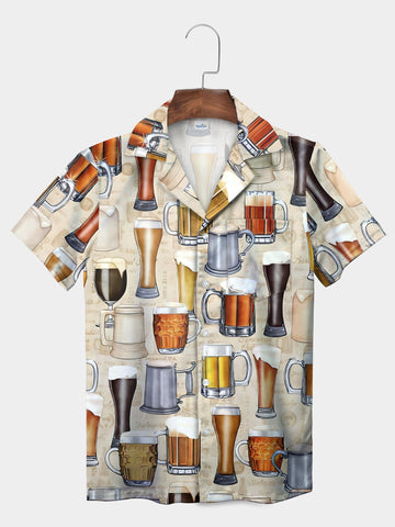UniJames Beige Beer Mug Hawaiian Shirt