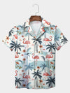 UniJames Beige Tropical Paradise Flamingo Hawaiian Shirt