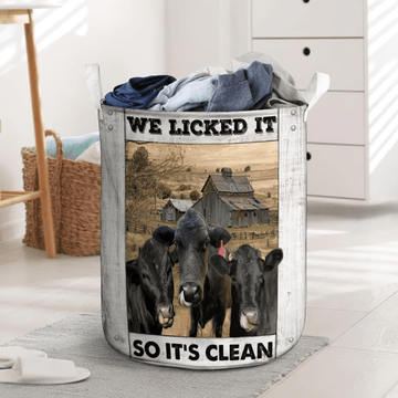 Uni Black Angus Cow Laundry Basket