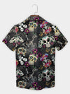 UniJames Black Dia De Los Muertos Sugar Skull Art Short Sleeve Hawaiian Shirt