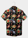UniJames Black Flamingo Floral Hibiscus Hawaiian Shirt