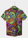 UniJames Black Mexican Fiesta Colorful Symbols Short Sleeve Hawaiian Shirt