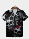 UniJames Black Vintage Skull Encounter Hawaiian Shirt
