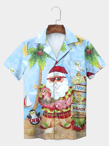 UniJames Blue Christmas Beach Hawaiian Shirt
