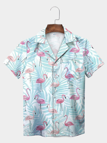 UniJames Blue Flamingo Calm Hawaiian Shirt