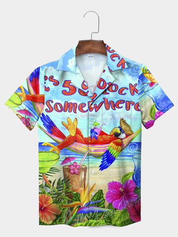 UniJames Blue It's 5 O'Clock Somewhere Funny Hawaiian Shirt
