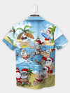 UniJames Blue Santa Claus Christmas Beach Vacation Tropical Fun Hawaiian Shirt