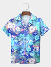 UniJames Blue Vibrant Watercolor Hibiscus Hawaiian Shirt