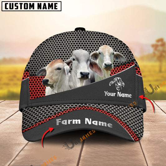 Uni Brahman Black Metal Customized Name And Farm Name Cap