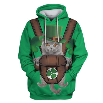 Uni Happy St Patrick's Day British Shorthair Cat 3D Shirt