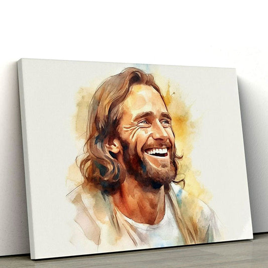 Uni Watercolor Jesus Christ Laughing Canvas
