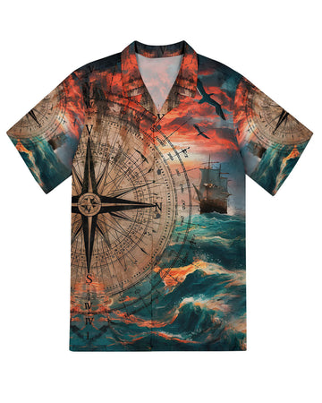 UNIJAMES COMPASS OCEAN HAWAIIAN SHIRT