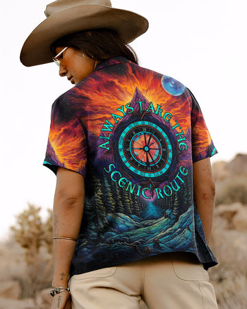 UNIJAMES ALWAYS TAKE THE SCENIC ROUTE HAWAIIAN SHIRT
