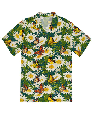 UNIJAMES BUTTERFLIES FLOWERS HAWAIIAN SHIRT