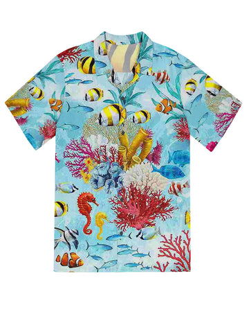 UNIJAMES PAINTING UNDERSEA HAWAIIAN SHIRT