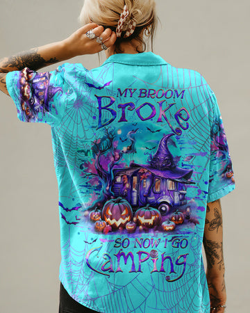 UNIJAMES MY BROOM BROKE SO NOW HALLOWEEN CAMPING HAWAIIAN SHIRT