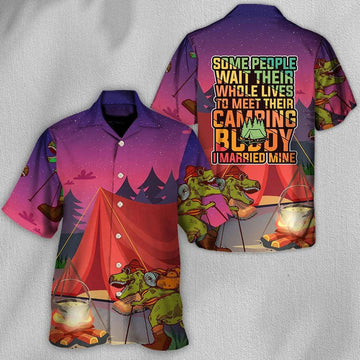 UniJames Camping Hawaiian Shirt, Camping Crocodile Hawaiian Shirt For Summer, Camping I Married Mine Aloha Shirt - Perfect Gift For Men, Women, Camping Lover