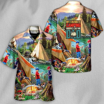 UniJames Camping Hawaiian Shirt, Camping My Favorite Camping Buddies Hawaiian Shirt For Summer, Camping Aloha Shirt- Perfect Gift For Men, Women, Camping Lover
