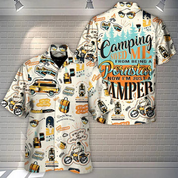 UniJames Camping Hawaiian Shirt, Camping Now I'm Just A Camper Hawaiian Shirt For Summer, Camping Aloha Shirt - Perfect Gift For Men, Women, Camping Lover