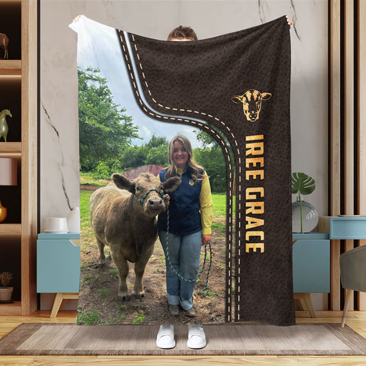 Uni Personalized Leather Pattern Blanket for Mike Adair