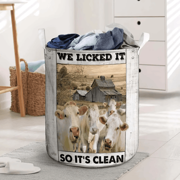 Uni Charolais Cow Laundry Basket