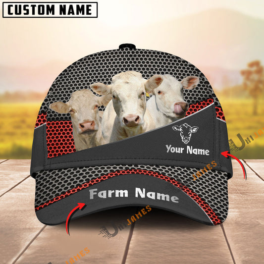 Uni Charolais Black Metal Customized Name And Farm Name Cap