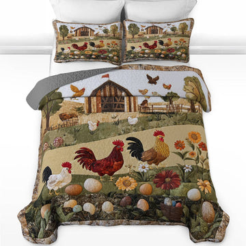 Uni All Season Quilt 3-Piece Set Peace Love Chickens